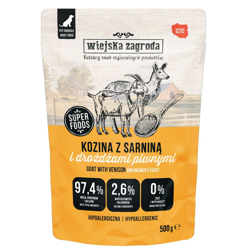 Wiejska Zagroda Karma mokra dla psa Kozina z sarniną (dorosły) 3x500g